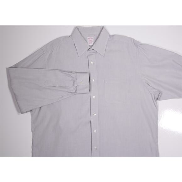 Brooks Brothers Gray Striped Cotton Dress Shirt 17-34/35 - Picture 3 of 6